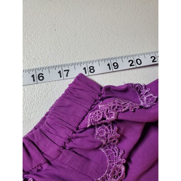 Boston Proper Womens Off Shoulder Dress Size Sm Purple Metallic Lace Bell Sleeve - Picture 12 of 16
